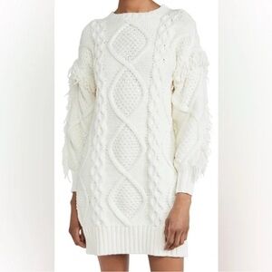 Line & Dot White Cable Knit Sweater Dress